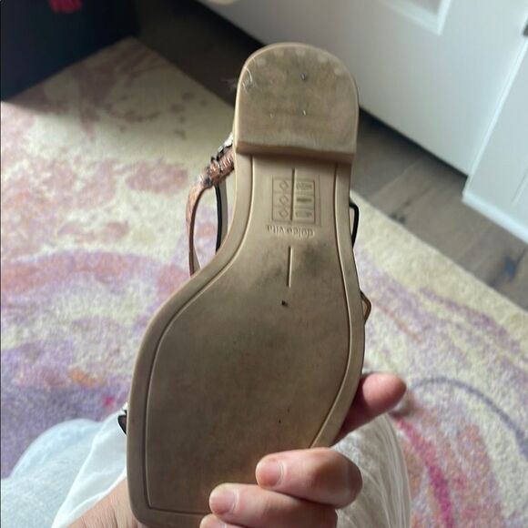 Dolce Vita Women's Snakeskin Pattern Sandals - Black and Tan - Picture 3 of 5